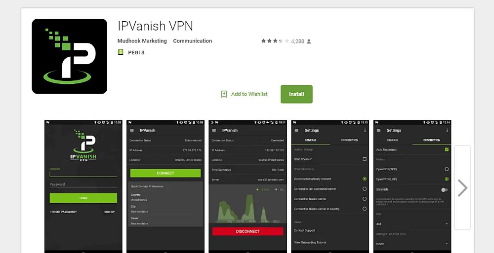 Впн без плей маркета. IPVANISH VPN.