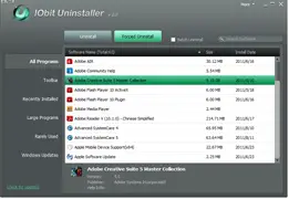 Kuva IObit Uninstaller 2.1 -ohjelmasta: Pakota ohjelmien poistaminen IOBit Uninstaller -ohjelmalla