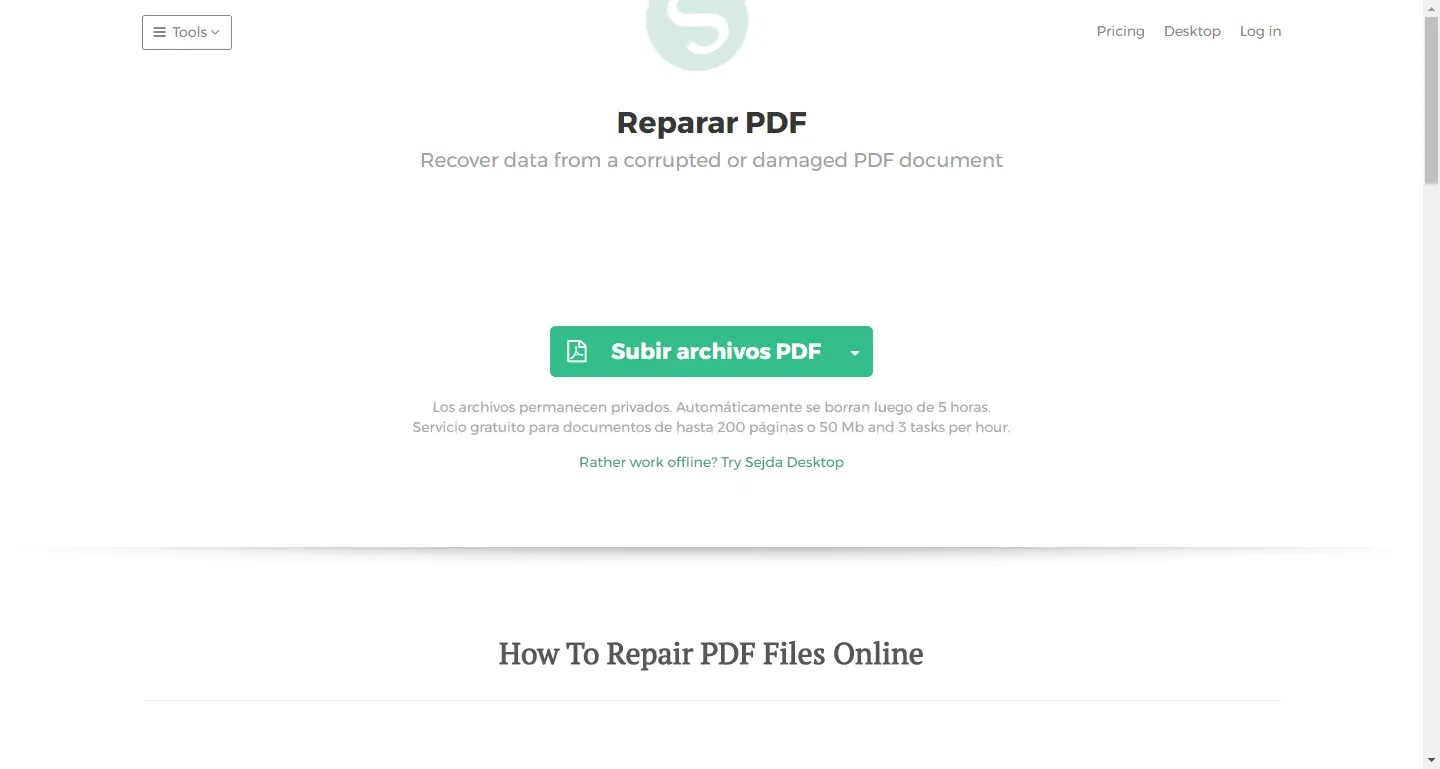 repair pdf sejda