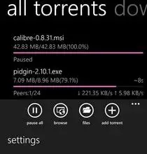 Foto van Download en beheer torrents van Windows Phone 8 met wpTorrent