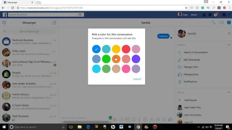 Change color facebook chat