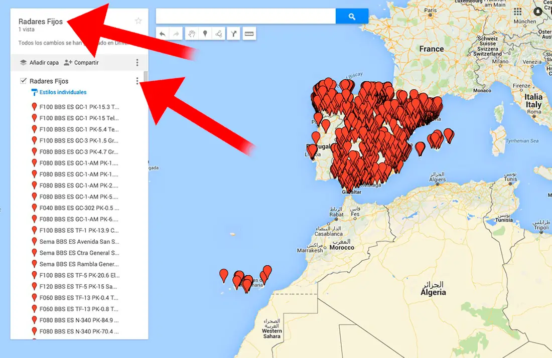 Comment ajouter des radars fixes d'Espagne à Google Maps Comment ajouter des radars fixes d'Espagne à Google Maps