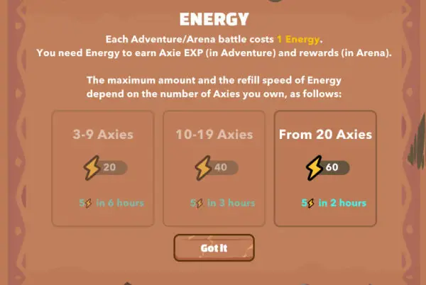 Krijg meer energie om SLP te produceren door meer Axies te bezitten in Axie Infinity