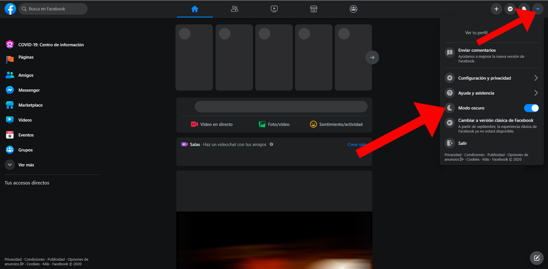 Comment mettre Facebook en mode sombre Comment mettre Facebook en mode sombre